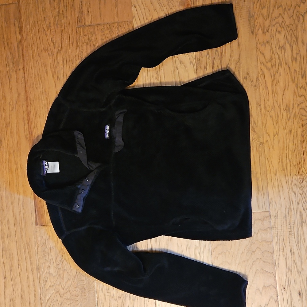 Patagonia Re-tool Snap T Pullover Black Large Fleece 1/4 Snap Sweatshirt